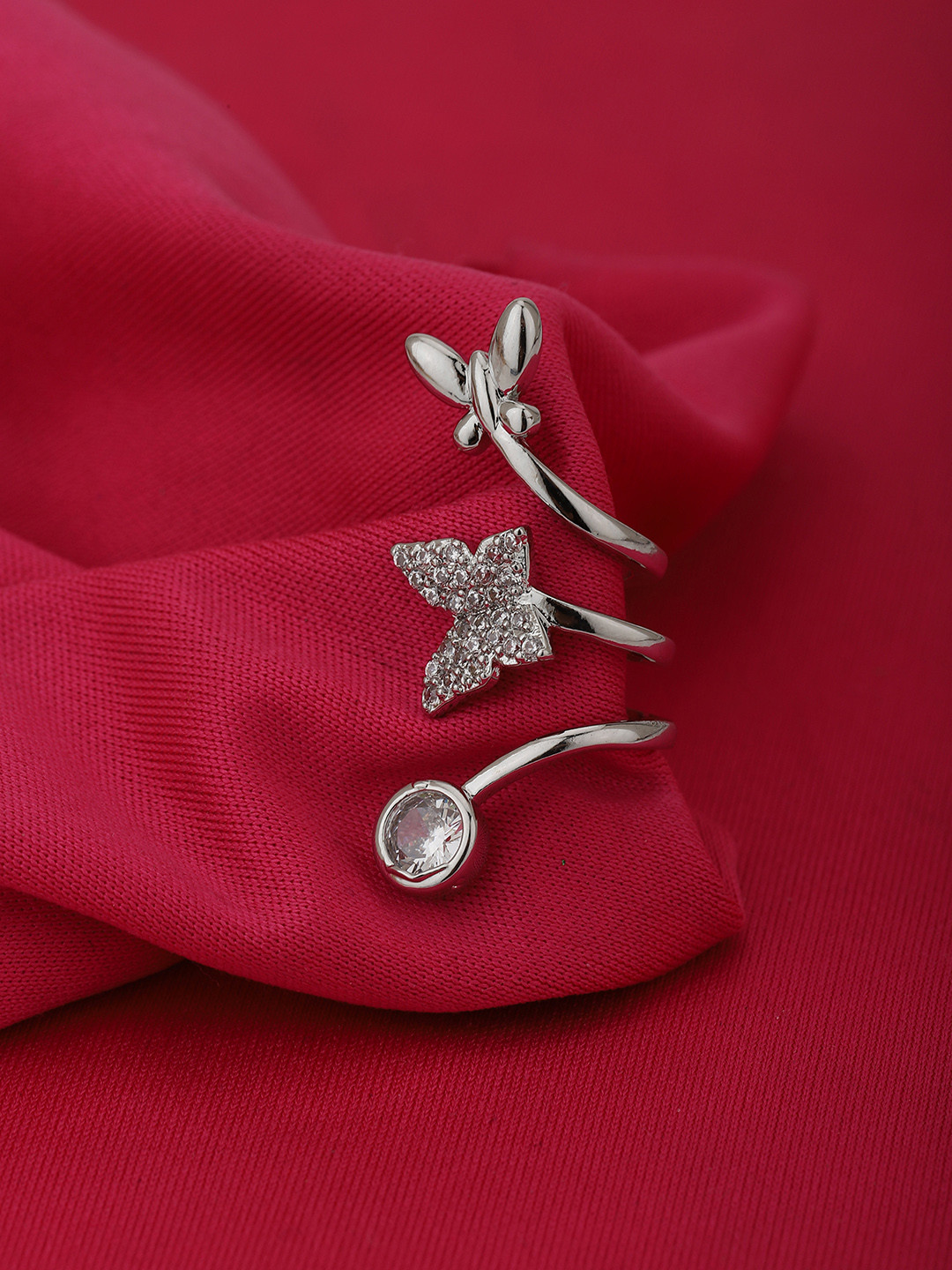 

Carlton London Silver-Toned Contemporary Ear Cuff Earrings