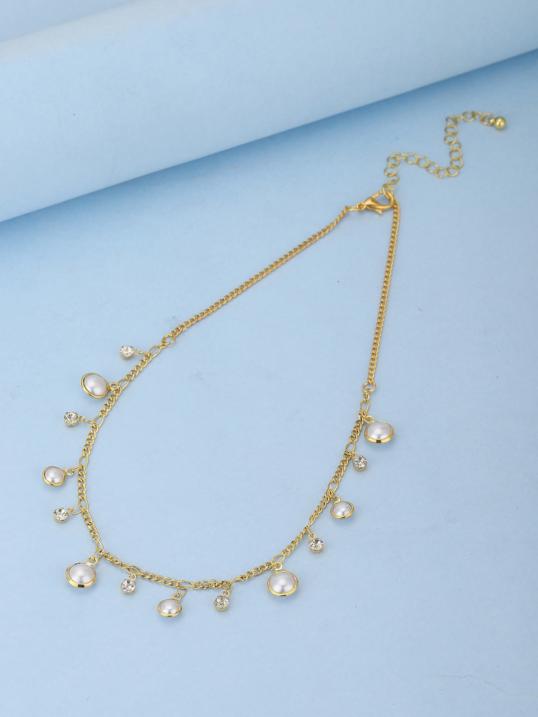 

Carlton London Gold-Plated & White CZ Studded Charm Necklace