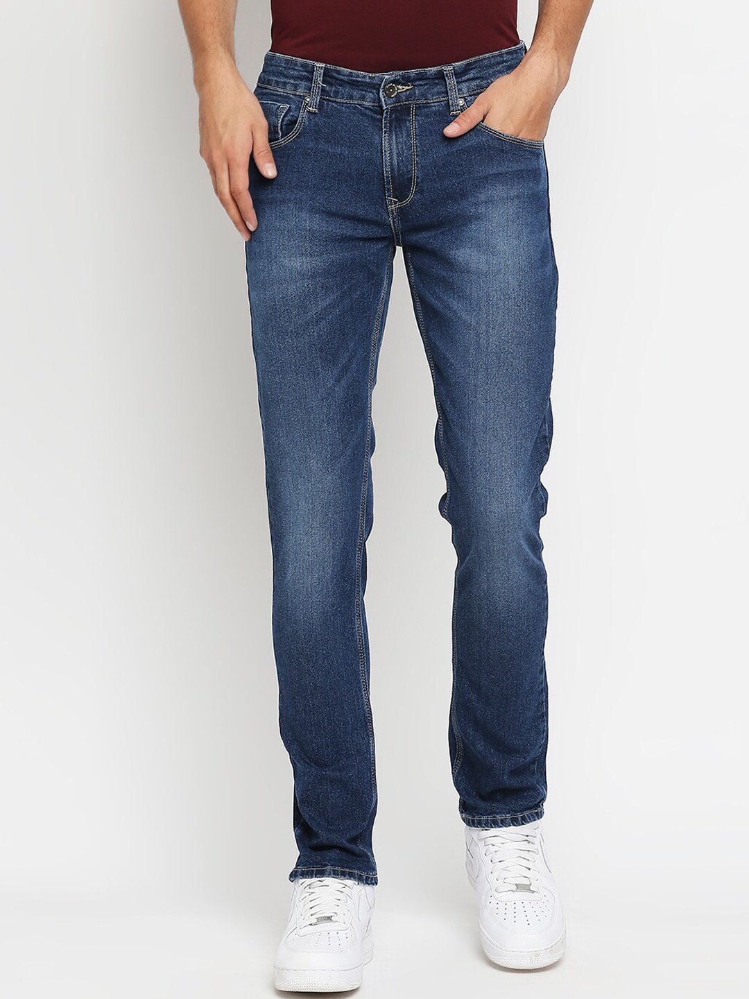 

SPYKAR Men Blue Slim Fit Low Distress Light Fade Jeans