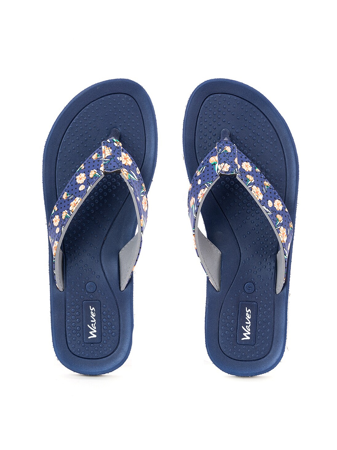 

Khadims Women Navy Blue Printed Thong Flip-Flops