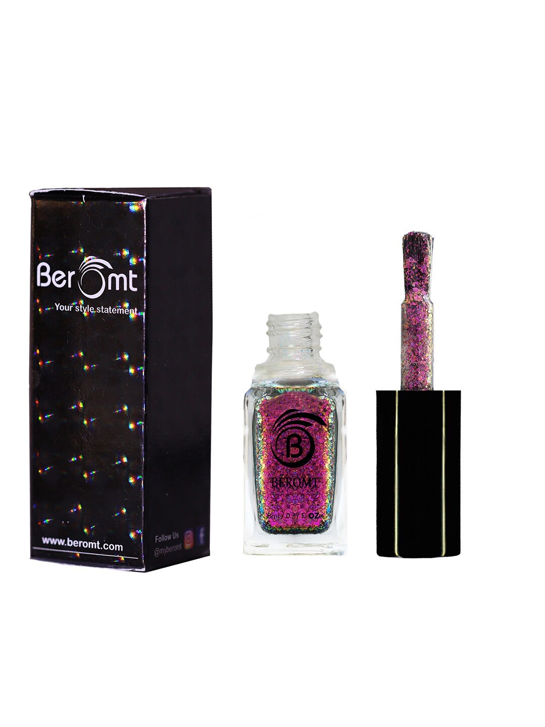 

BEROMT Chrome Prismatic Nail Polish 10 ml - Carnival Flakies 6003, Purple