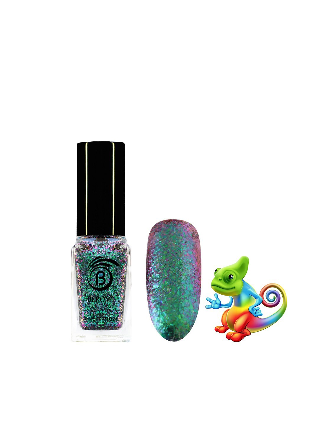 

BEROMT Chrome Prismatic Nail Polish 10 ml - Flakie Fusion 6004, Green