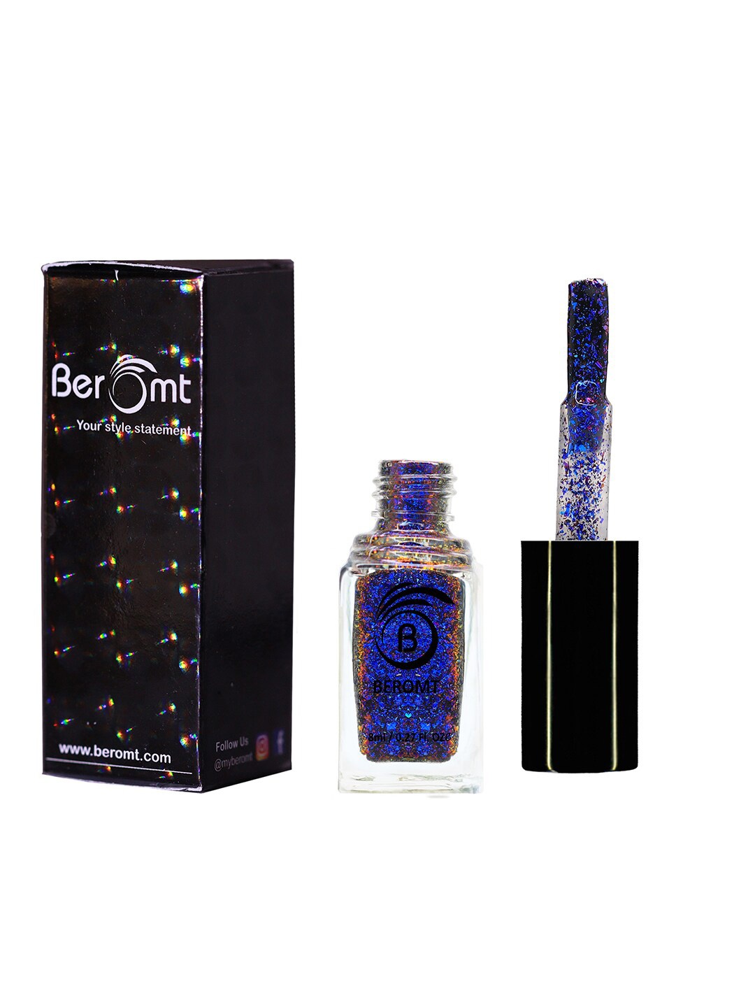 

BEROMT Chrome Prismatic Nail Polish 13 ml - Jumping Stars 6010, Blue