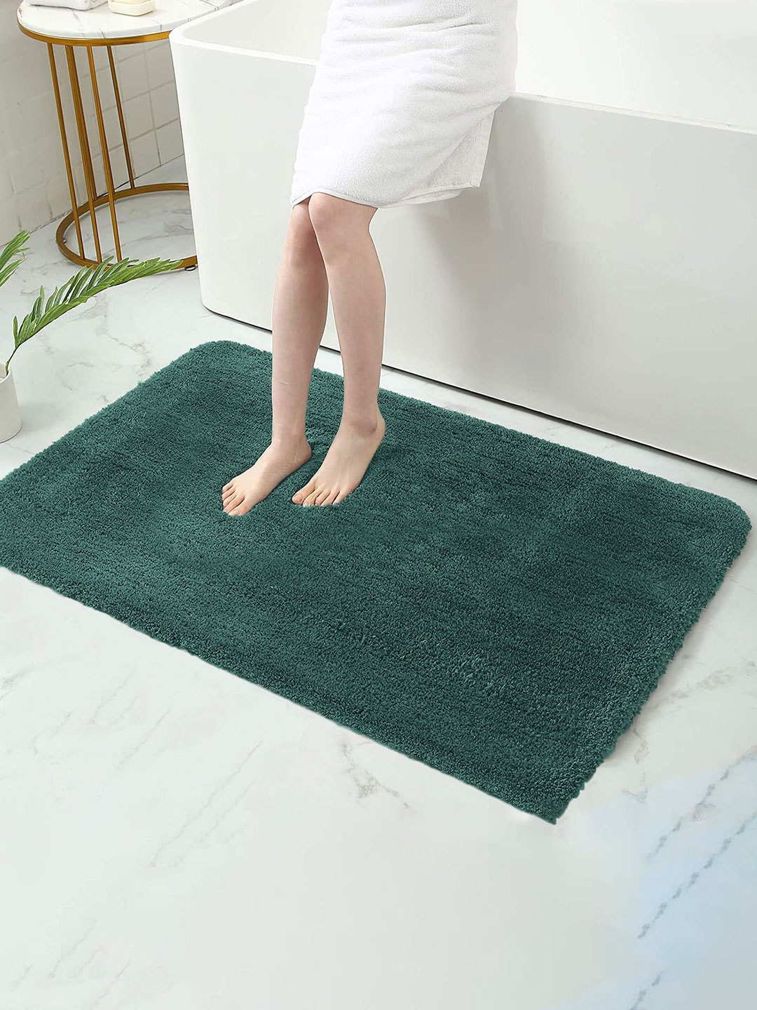 

LUXEHOME INTERNATIONAL Green Anti-Skid Bath Rug