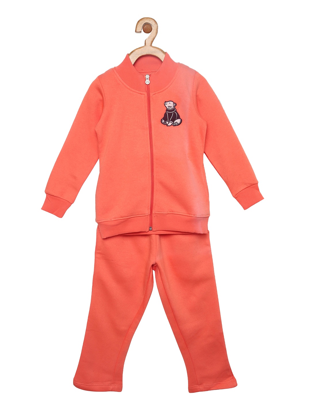 

Sweet Dreams Girl Peach-Coloured Solid Tracksuit