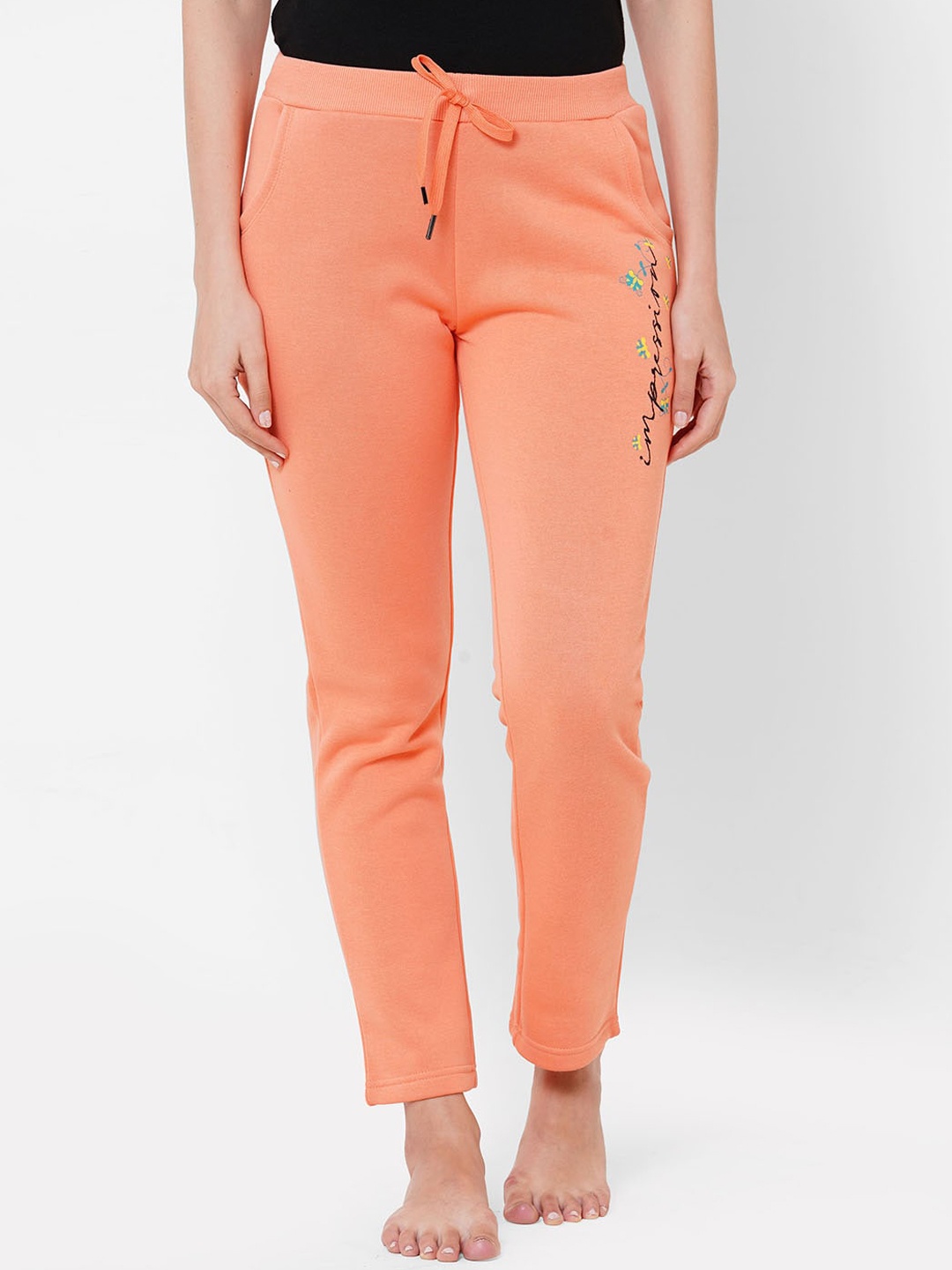 

Sweet Dreams Women Peach Solid Fleece Lounge Pants