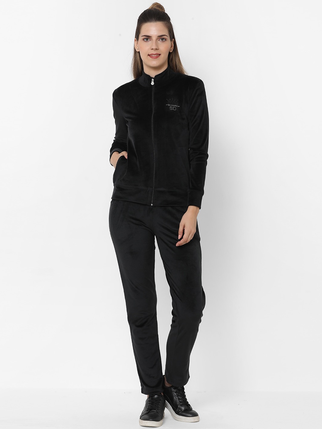

Sweet Dreams Women Black Solid Tracksuit