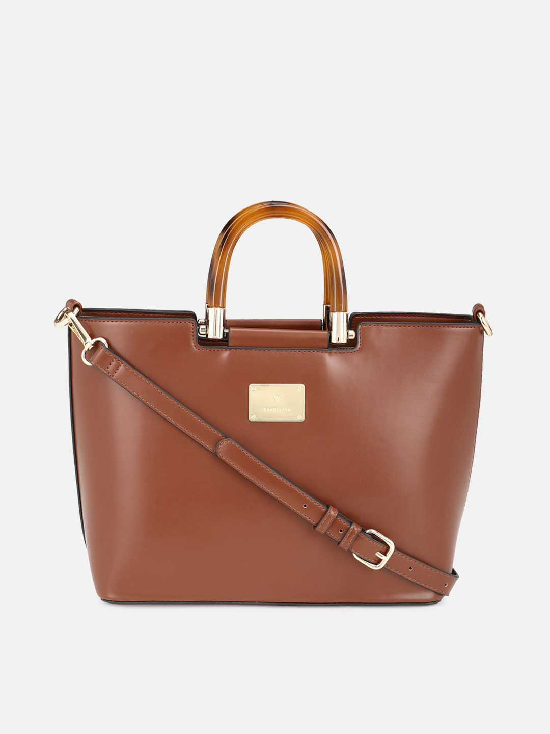

Van Heusen Woman Brown Solid PU Oversized Half Moon Handheld Bag