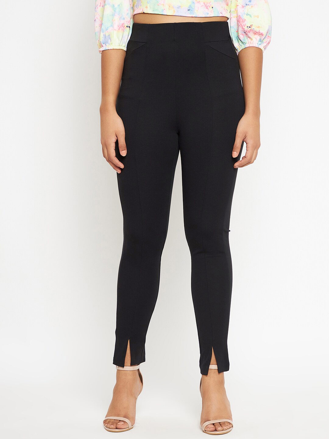 

Madame Women Black High Rise Relaxed Fit Solid Jeggings