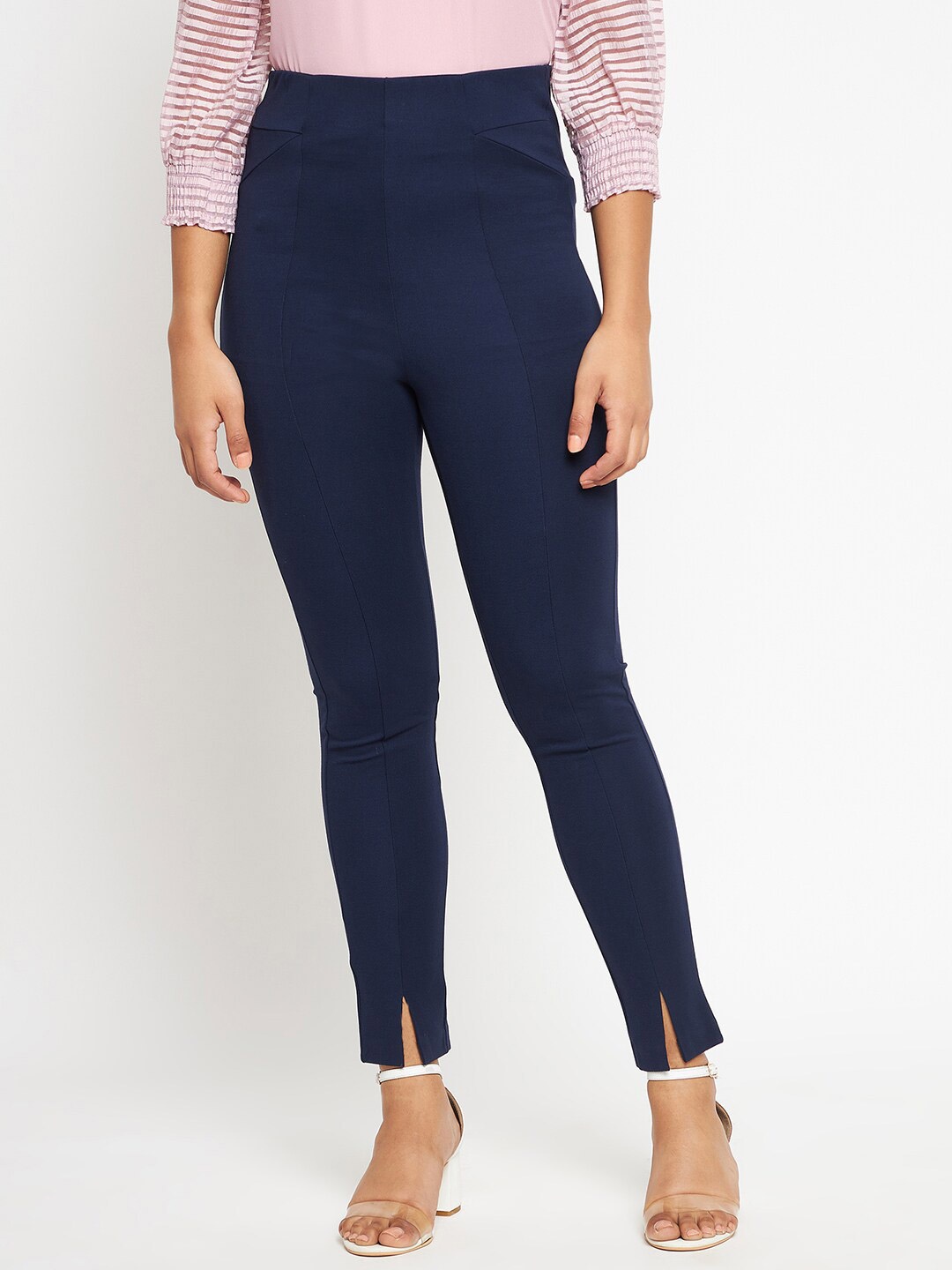 

Madame Women Navy Blue Solid Relaxed-Fit Jeggings