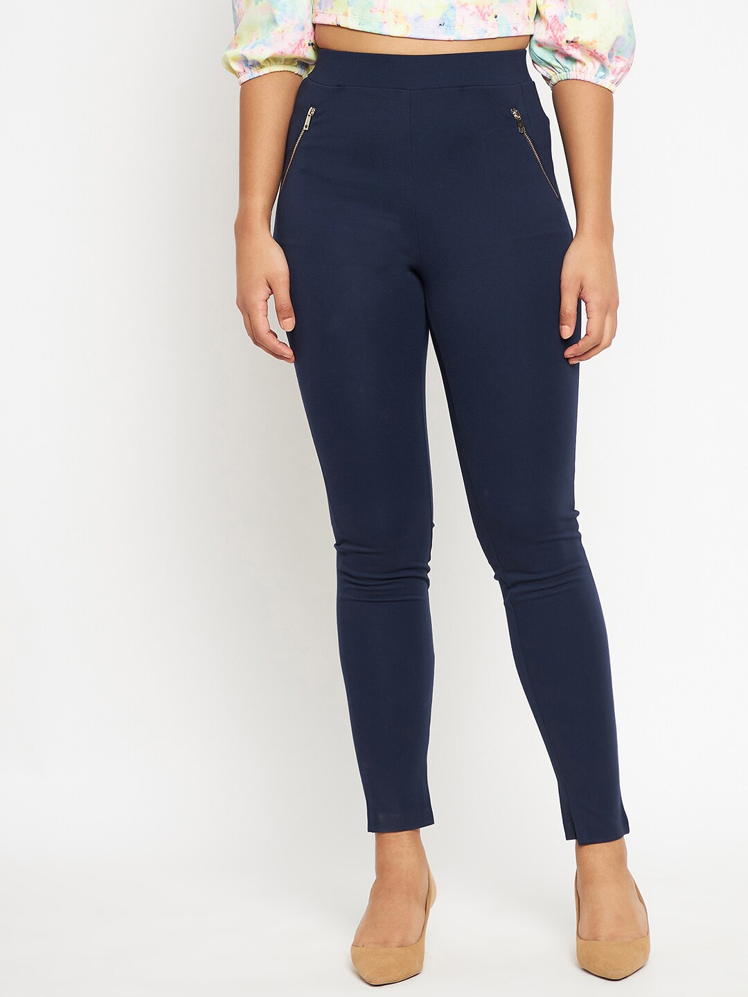 

Madame Women Navy Blue Solid Relaxed-Fit Jeggings