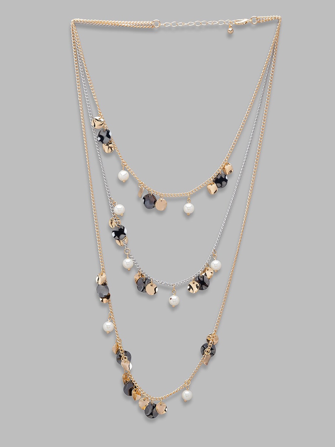 

Globus Gold-Plated White & Black Layered Necklace