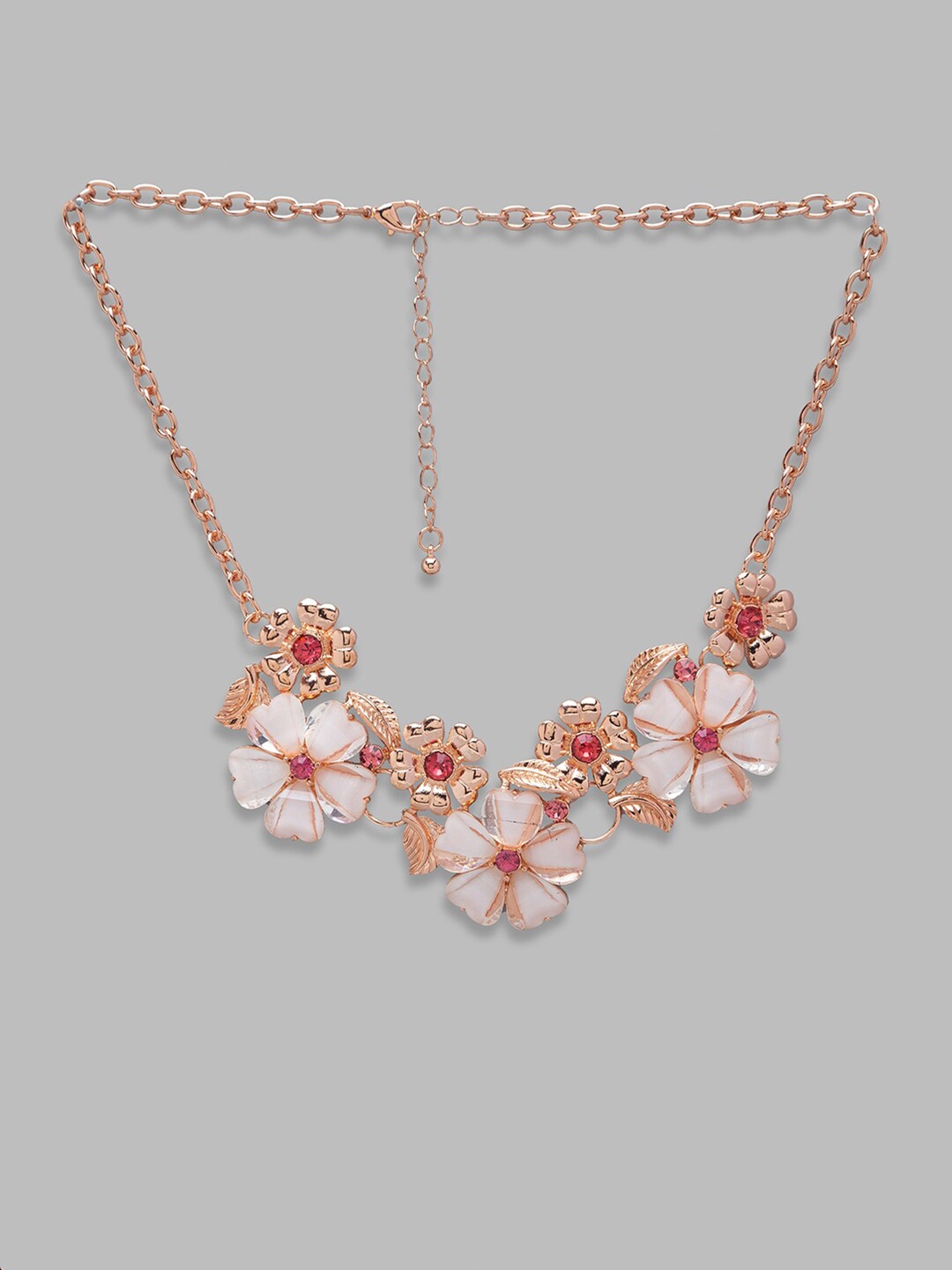

Globus Rose Gold & Pink Rose Gold-Plated Floral Necklace