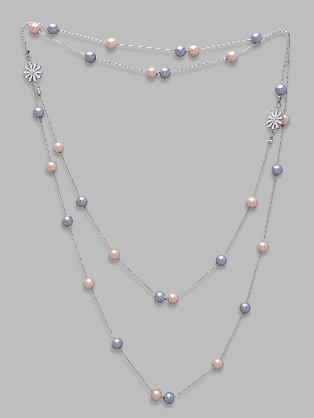 

Globus Silver-Toned & White Silver-Plated Necklace