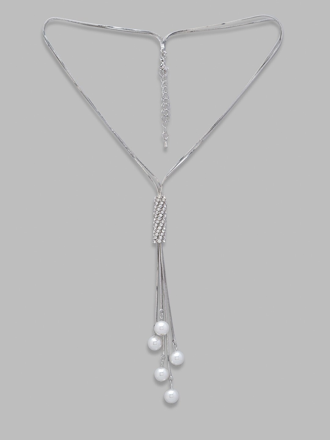 

Globus Silver-Toned & White Silver-Plated Necklace