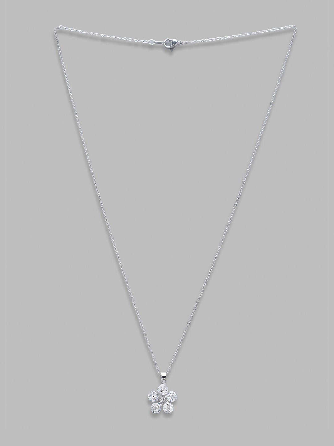 

Globus Silver-Toned & White Silver-Plated Necklace