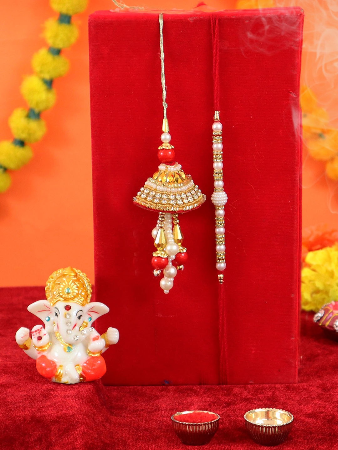 

TIED RIBBONS Bhaiya Bhabhi Lumba Rakhi Combo, Multi