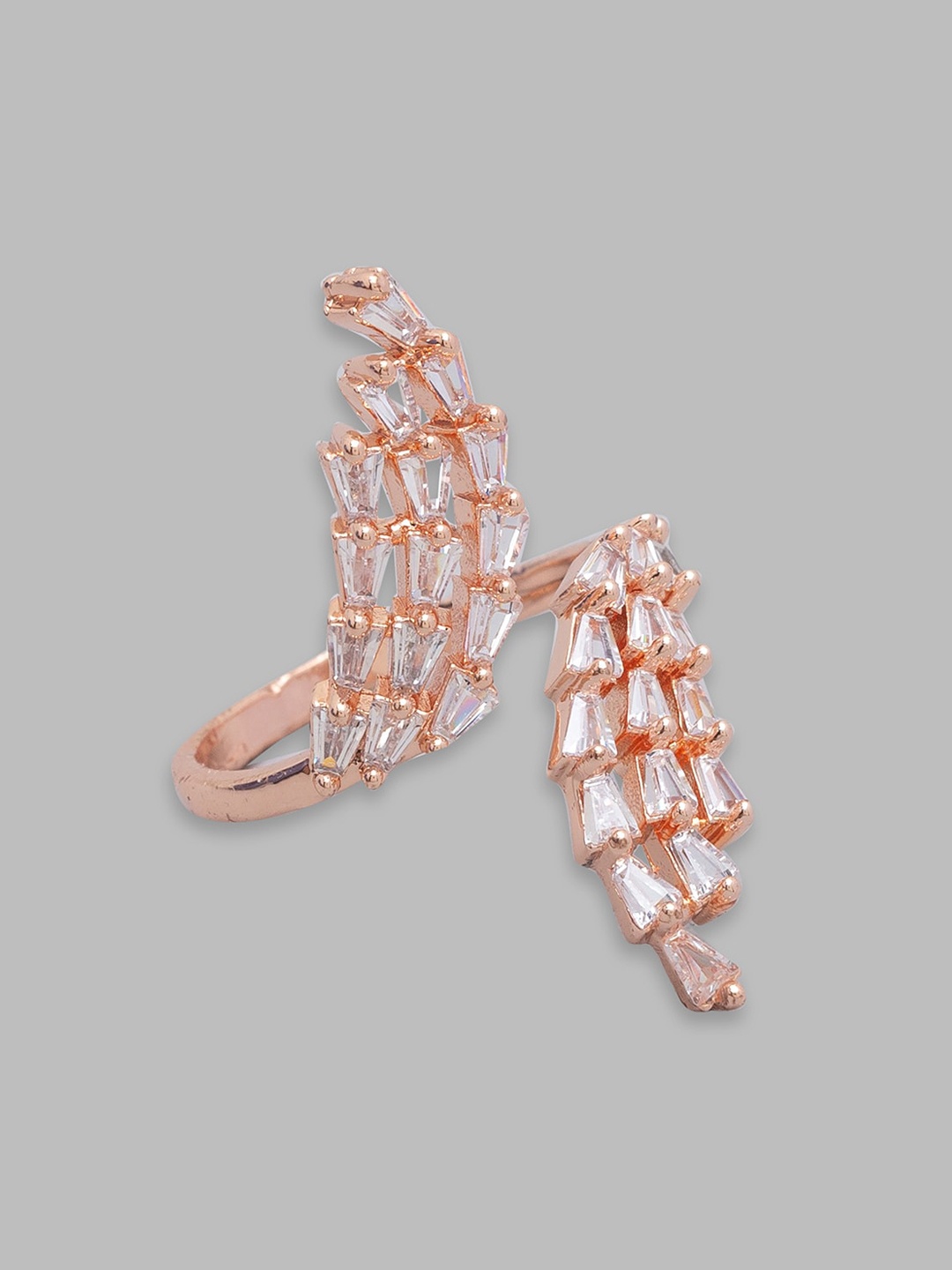 

Globus Women Rose Gold-Plated Stone-Studded Ring