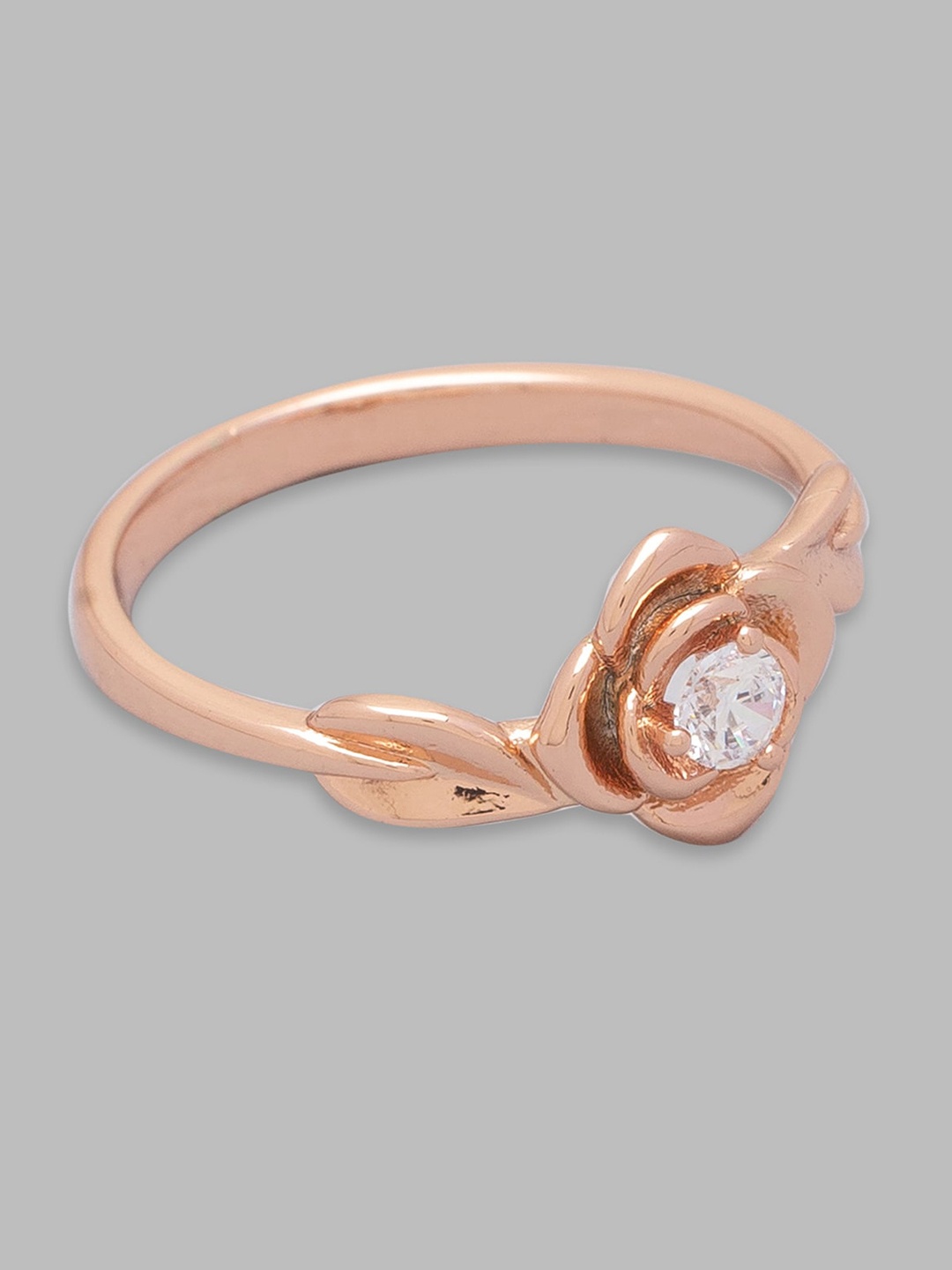 

Globus Rose Gold-Plated Artificial Stone Studded Finger Ring