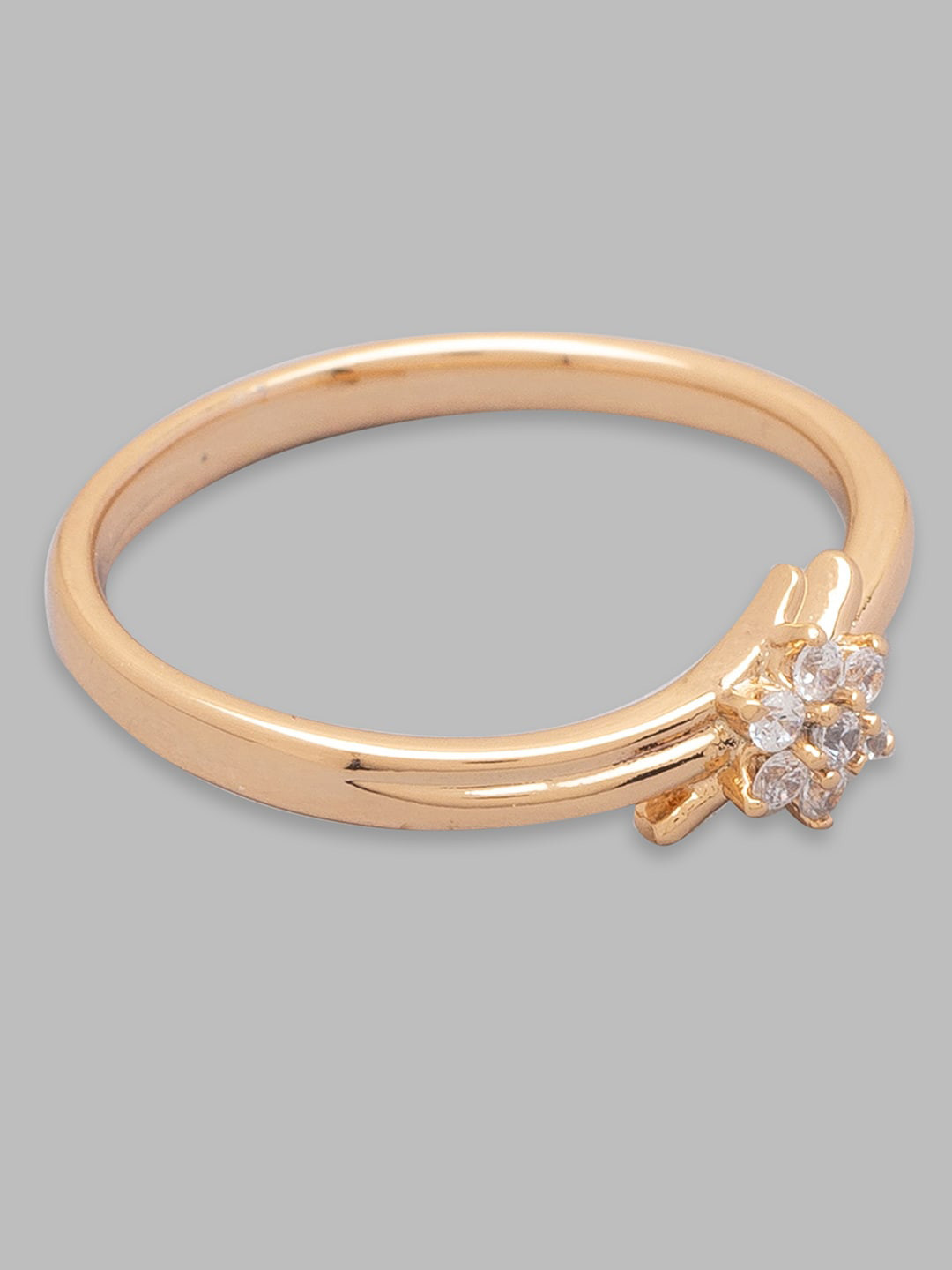 

Globus Gold Plated White CZ Studded Ring, Rose gold