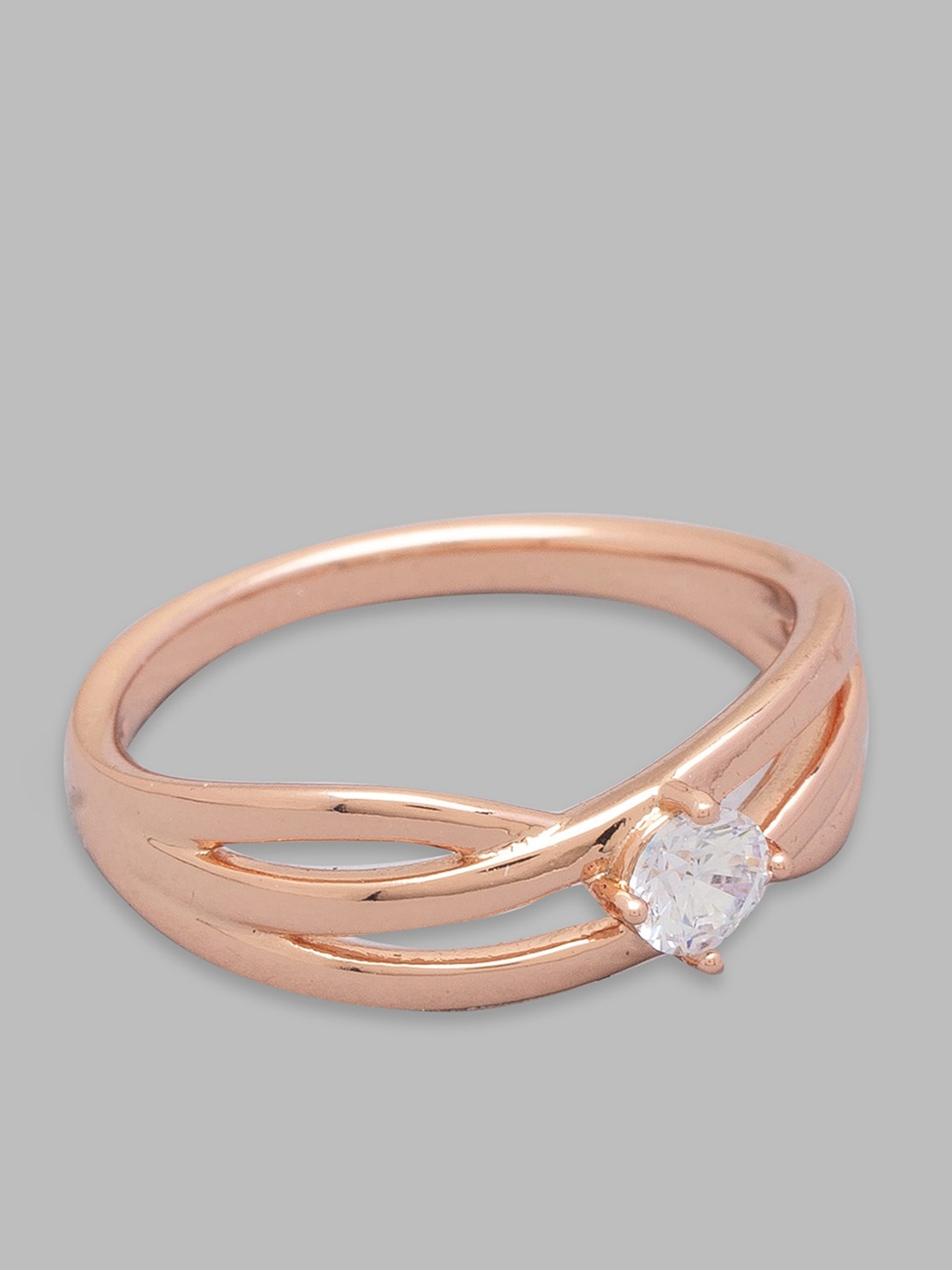 

Globus Women Rose Gold-Plated CZ-Stone Studded Finger Ring, White