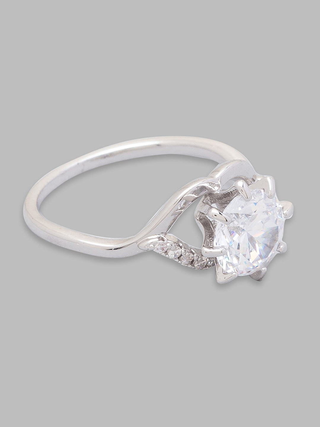 

Globus Silver-Plated Artificial Stone Studded Finger Ring