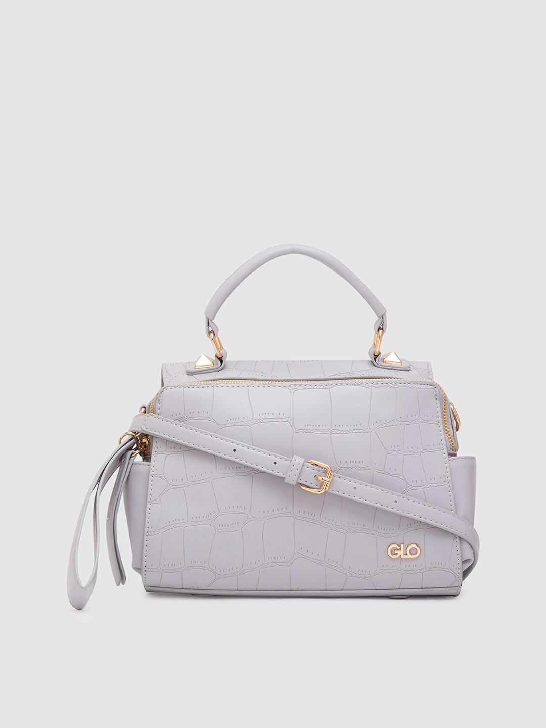 

Globus Grey Textured PU Structured Handheld Bag