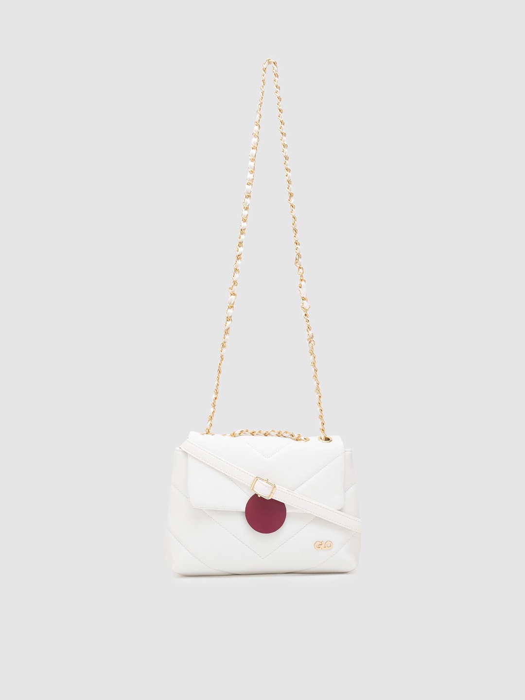 

Globus White Quilted Structured Handheld Bag