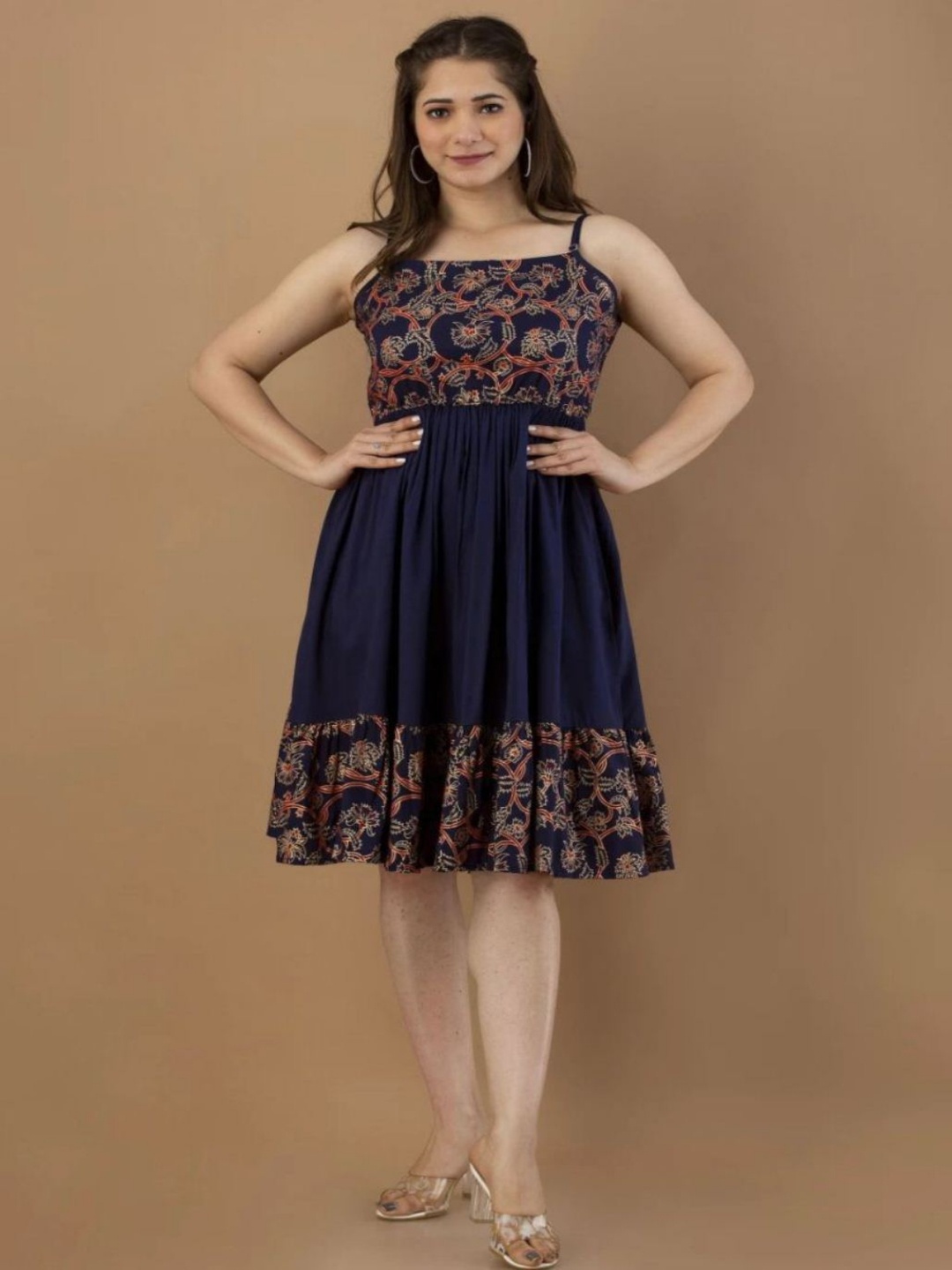 

IQRAAR Blue Floral Dress