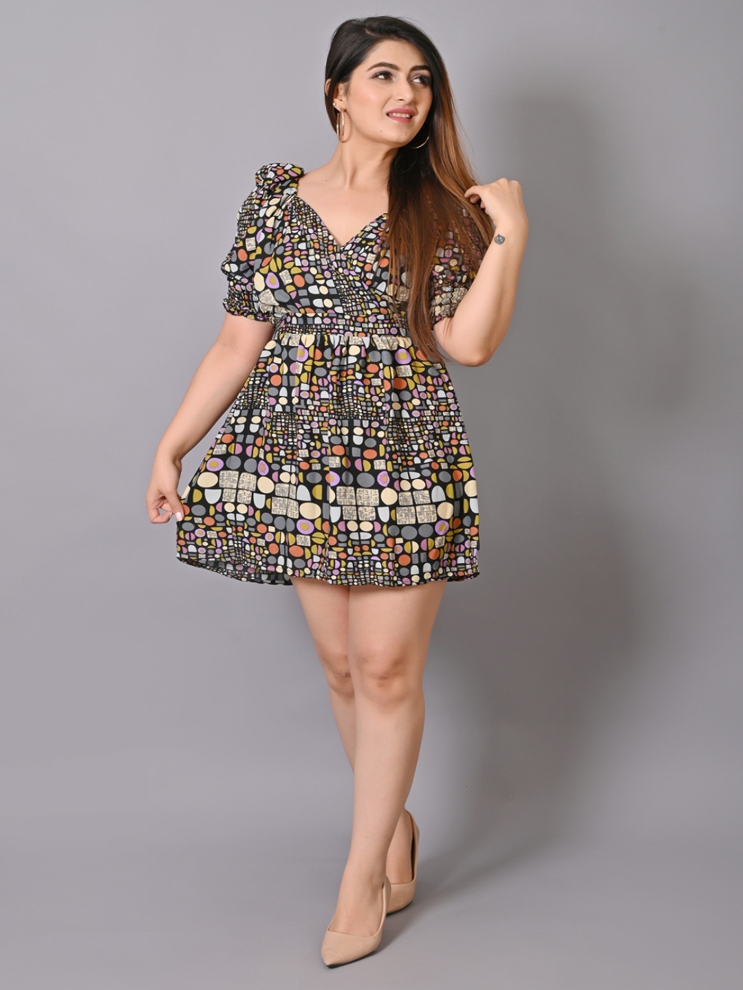 

IQRAAR Multicoloured Floral Dress, Multi