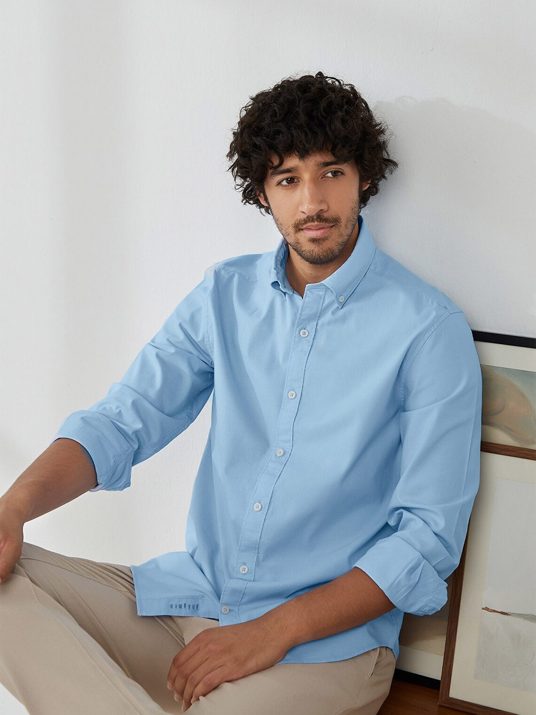 

Andamen Men Blue Classic Striped Casual Shirt
