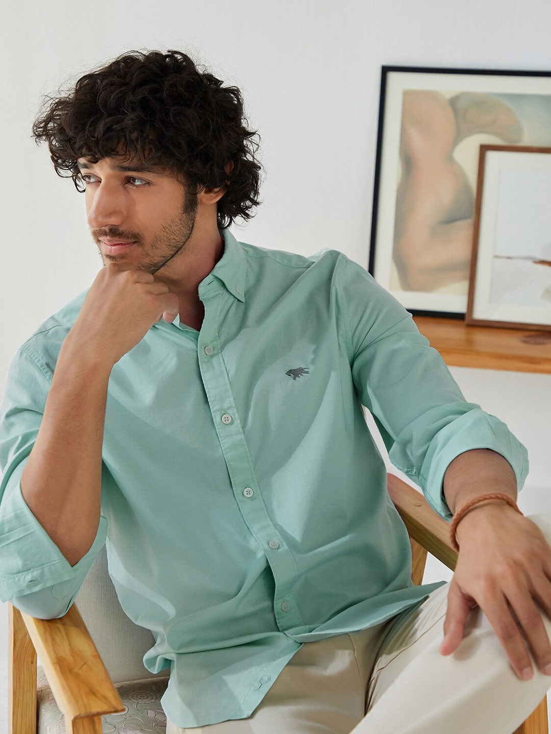

Andamen Men Green Classic Casual Shirt