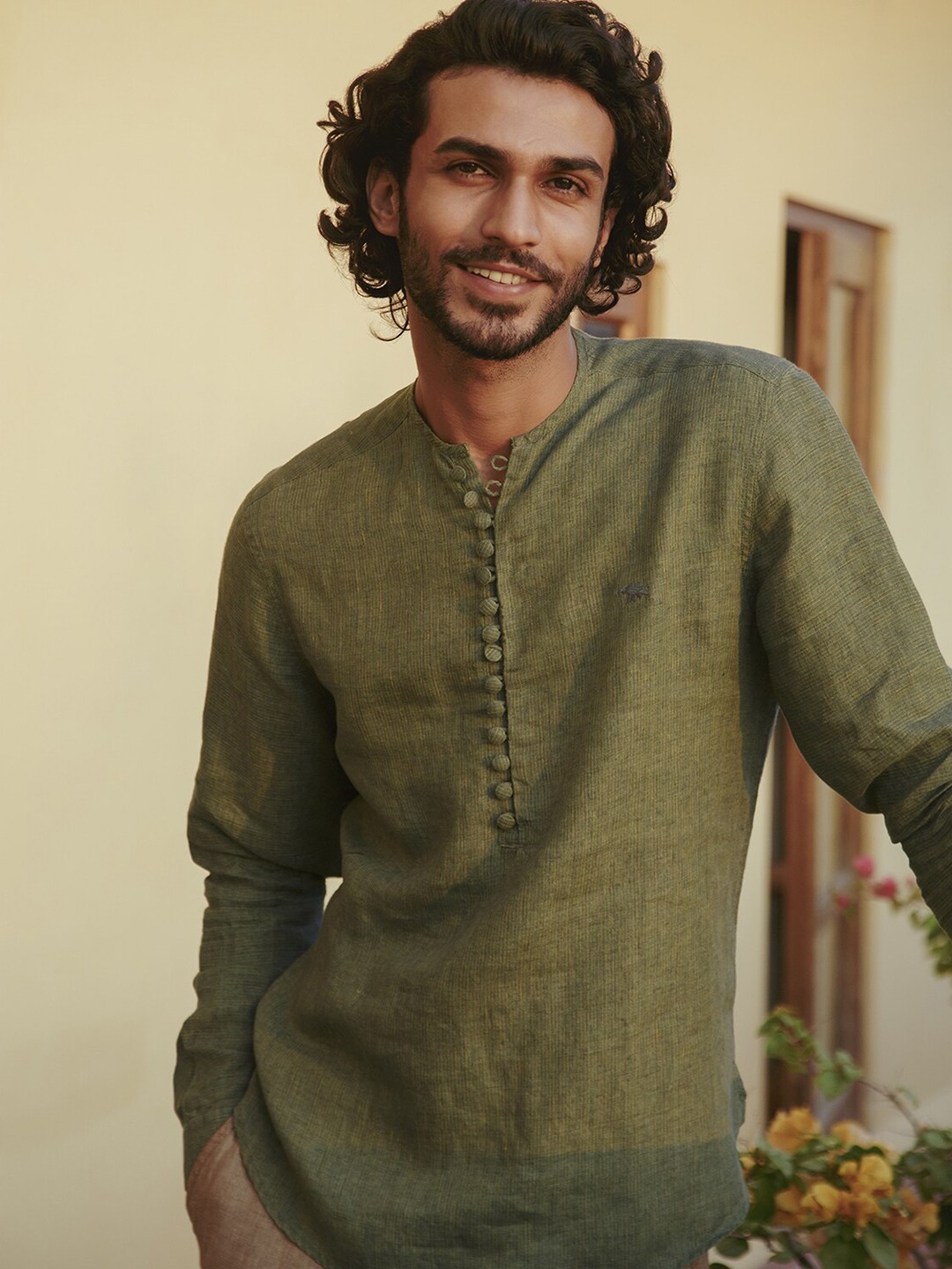 

Andamen Men Olive Green Classic Checked Casual Shirt