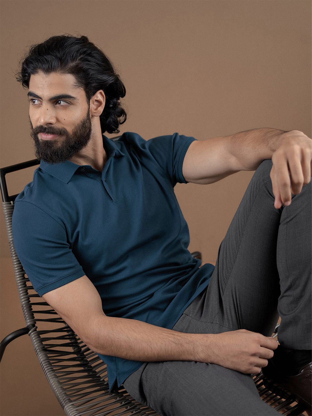 

Andamen Men Blue V-Neck T-shirt
