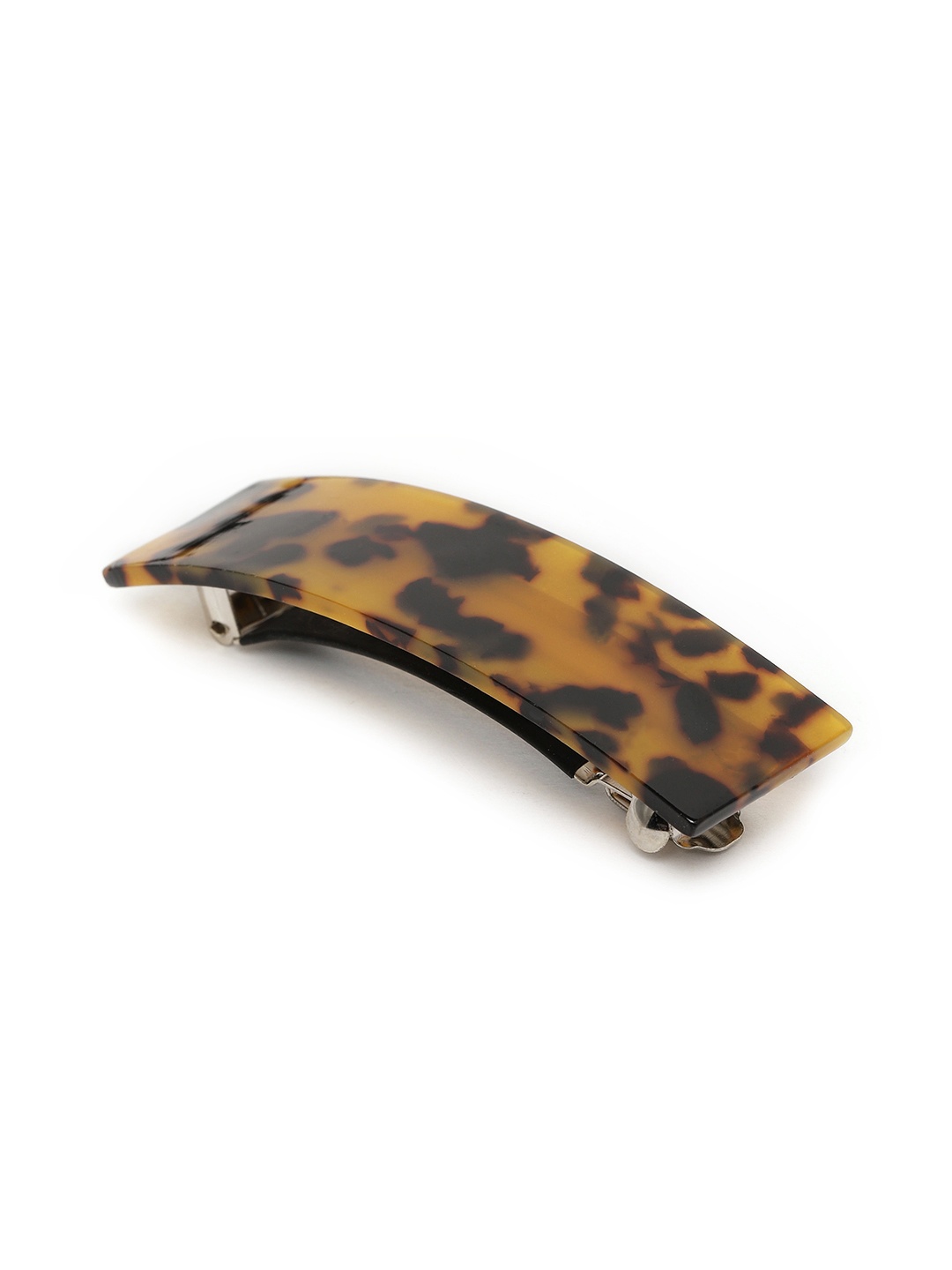 

bebe Women Mustard Brown & Dark Brown Textured French Barrette With Acrylic Sheet