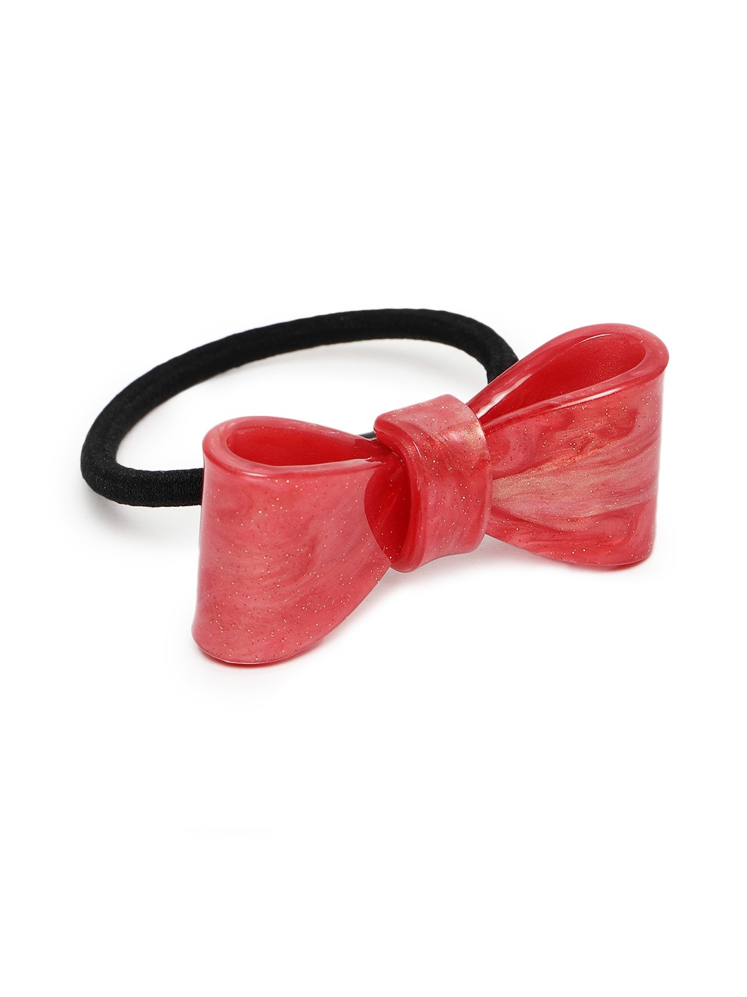 

bebe Women Pink Textured Bow Ponytail Holder with Shimmering Effect