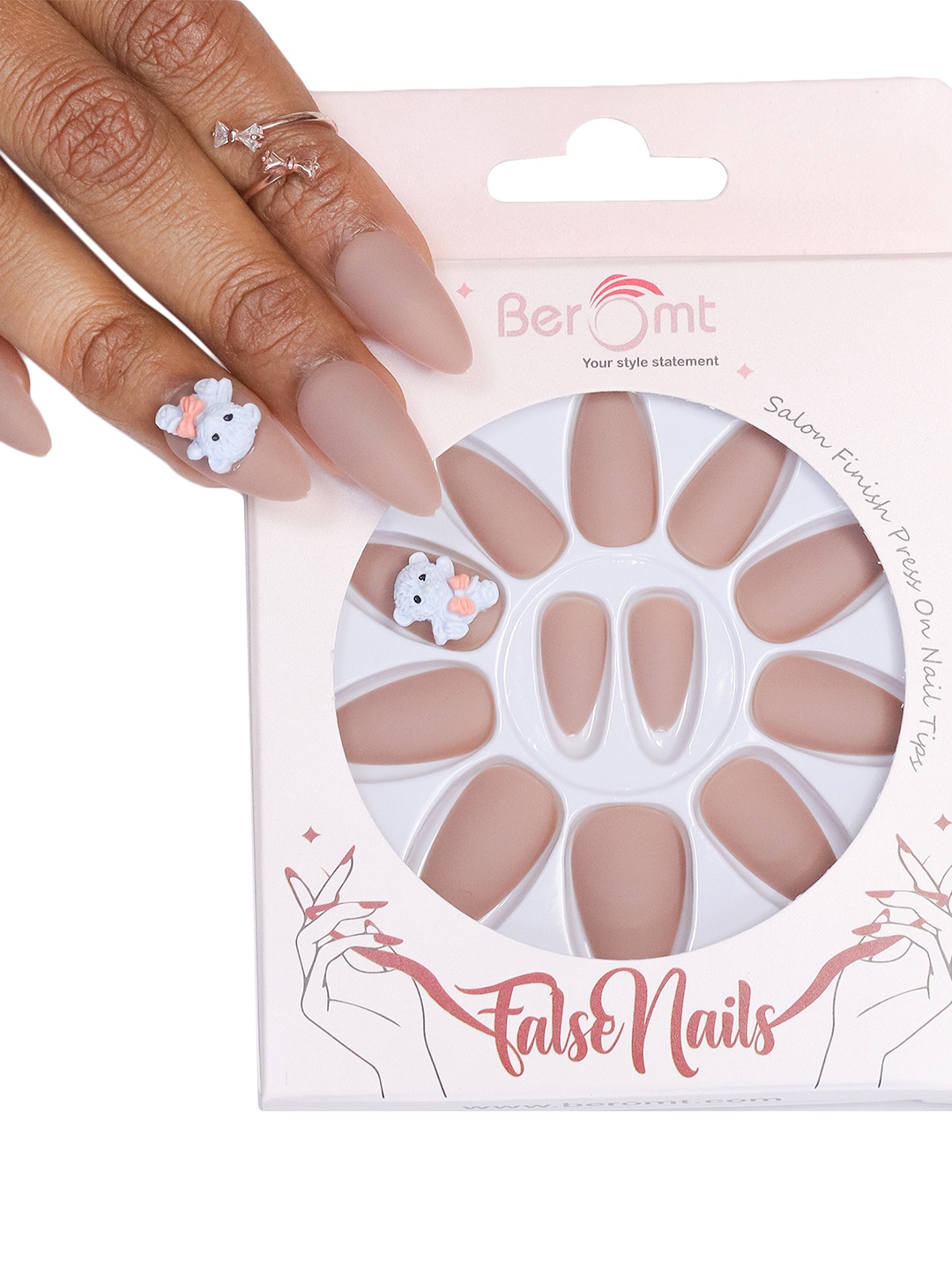

BEROMT Salon Finish Cute Charm Press-On False Nail Tips Kit - Shade BFNC08CC, Brown