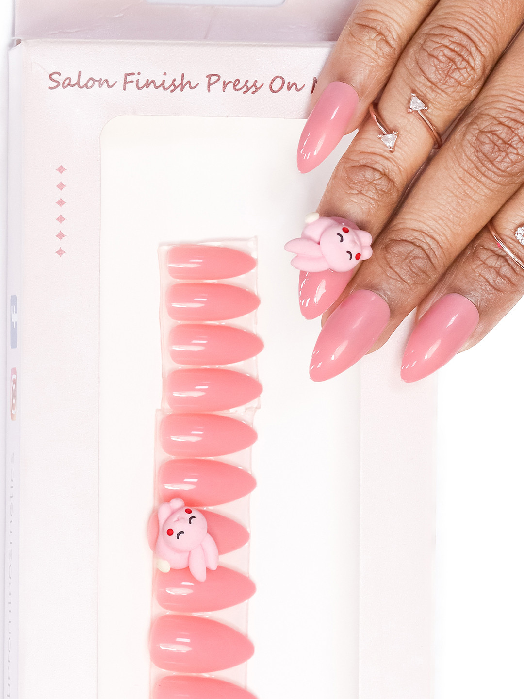 

BEROMT Salon Finish Cute Charm Press-On False Nail Tips Kit - Shade BFNC16CC, Pink