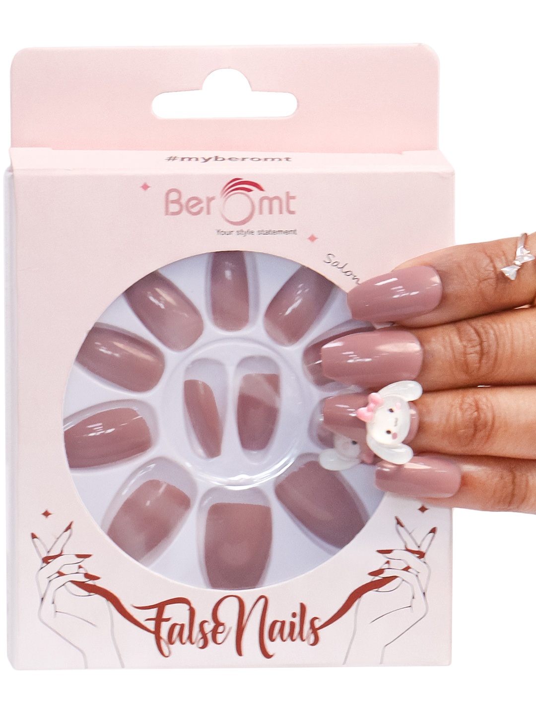 

BEROMT Salon Finish Cute Charm Press-On False Nail Tips Kit - Shade BFNC22CC, Brown