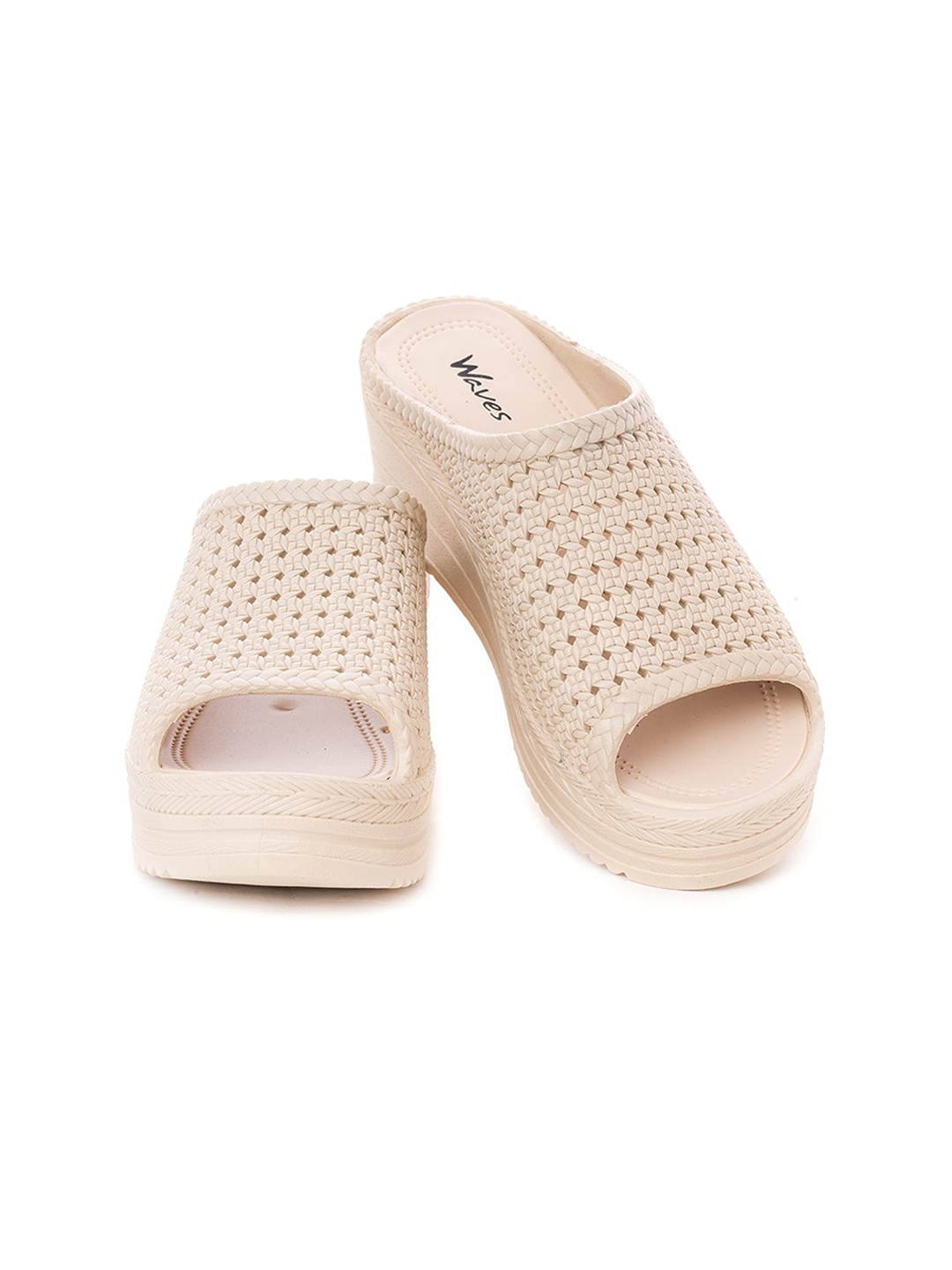 

Khadims Beige Wedge Peep Toes with Laser Cuts