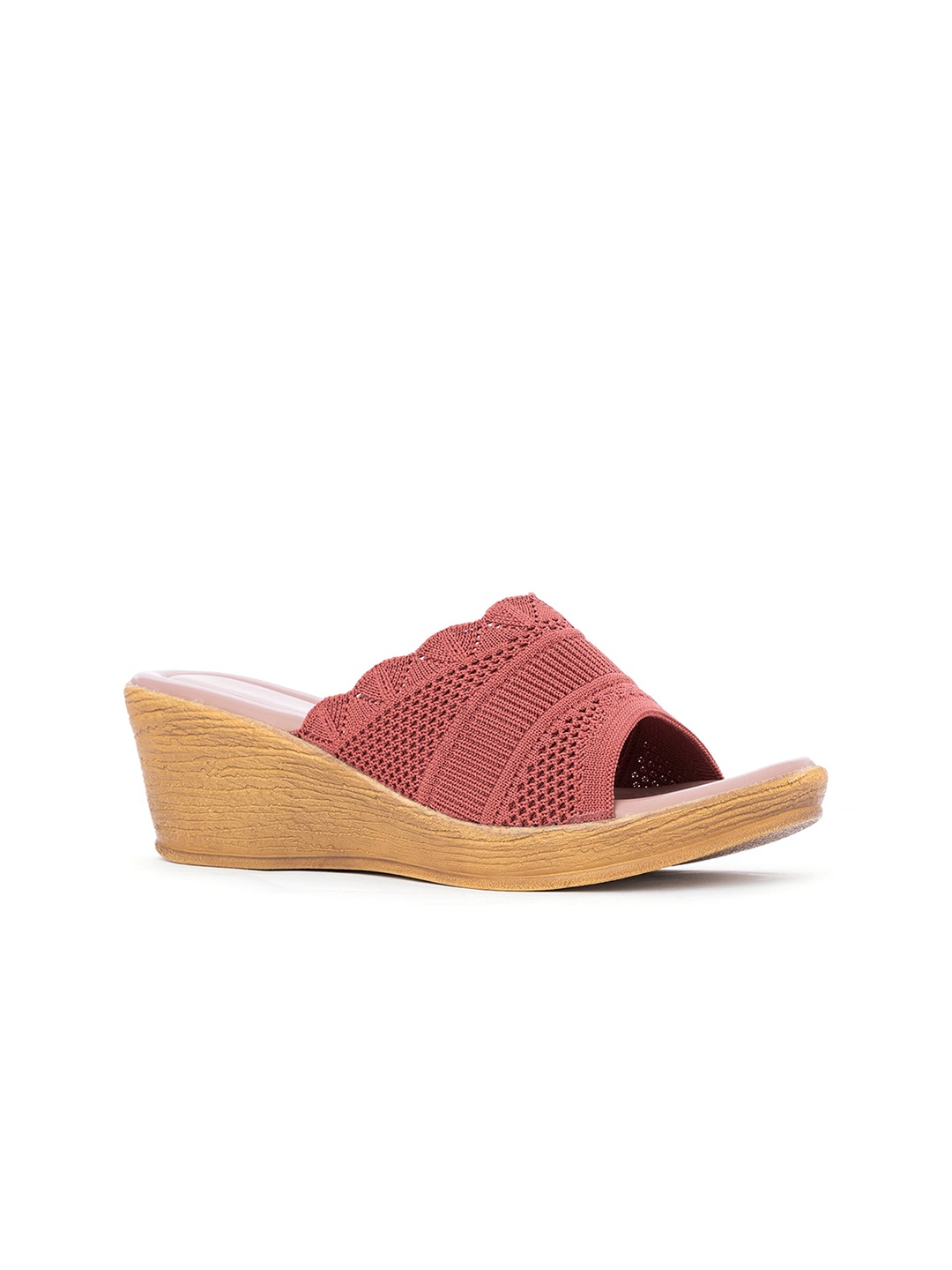 

Khadims Pink Wedge Peep Toes with Laser Cuts