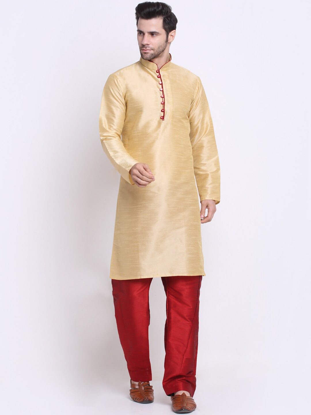 

Benstoke Men Gold-Toned Kurta with Pyjamas