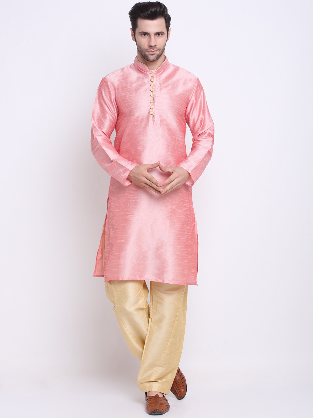 

Benstoke Men Pink Kurta with Pyjamas