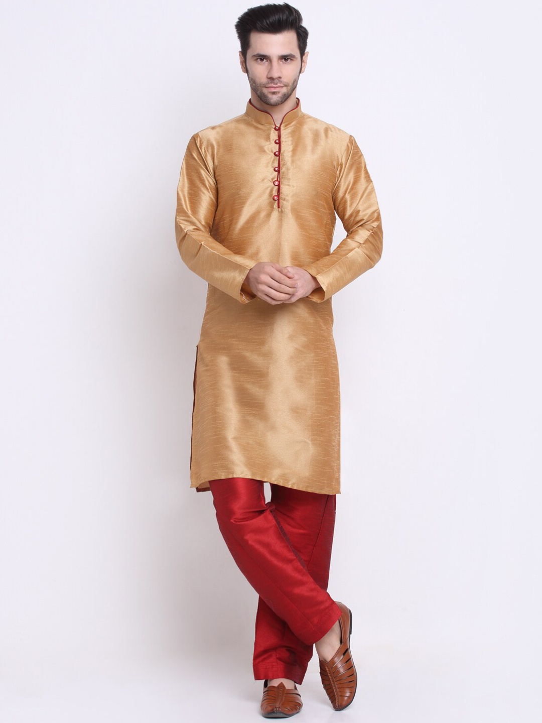 

Benstoke Men Copper-Toned Kurta with Trousers