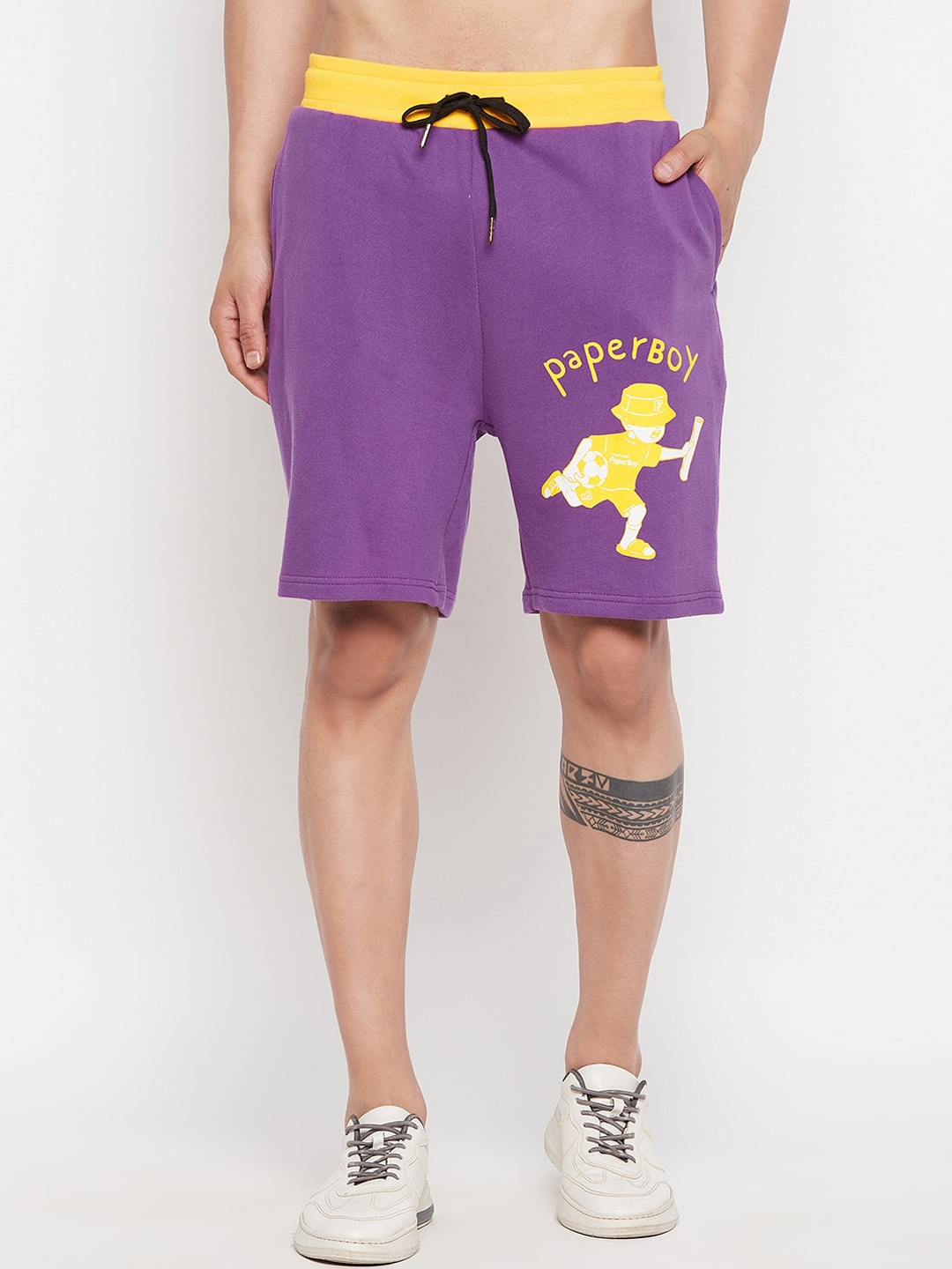 

FUGAZEE Men Purple Printed Loose Fit Shorts