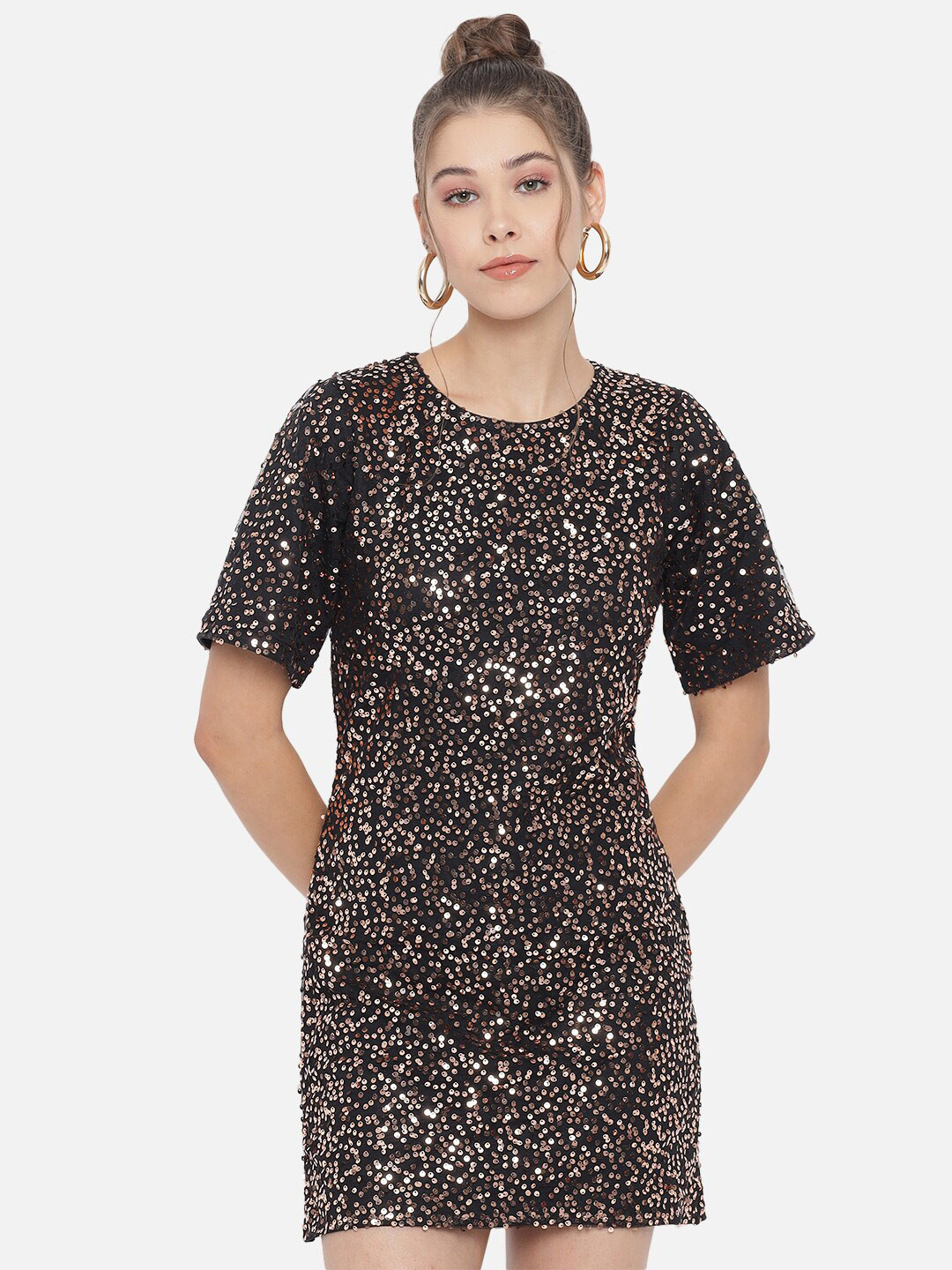 

Trend Arrest Black Sequined Embellished Sheath Dress
