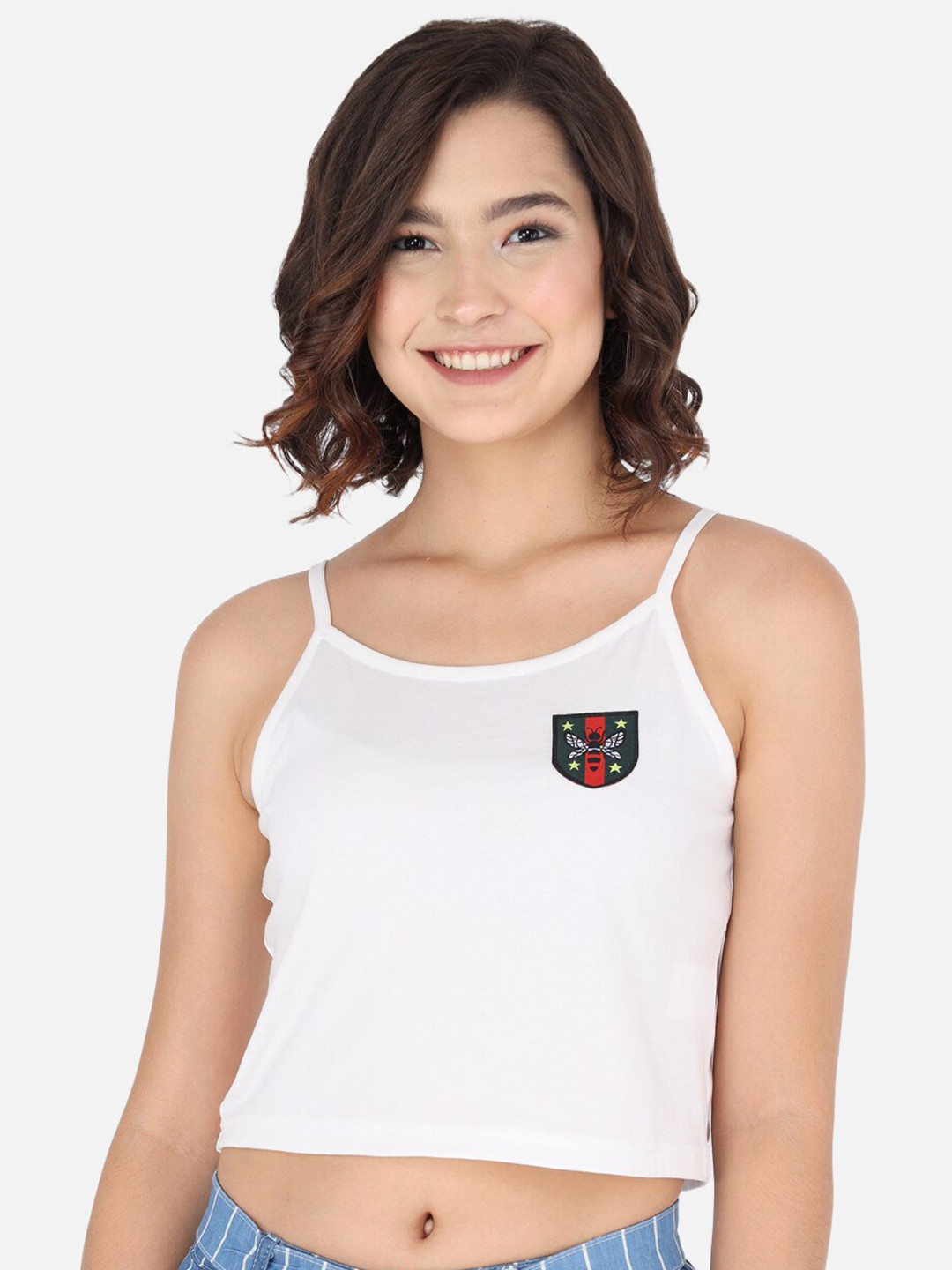 

Trend Arrest Women White Cotton Crop Camisole