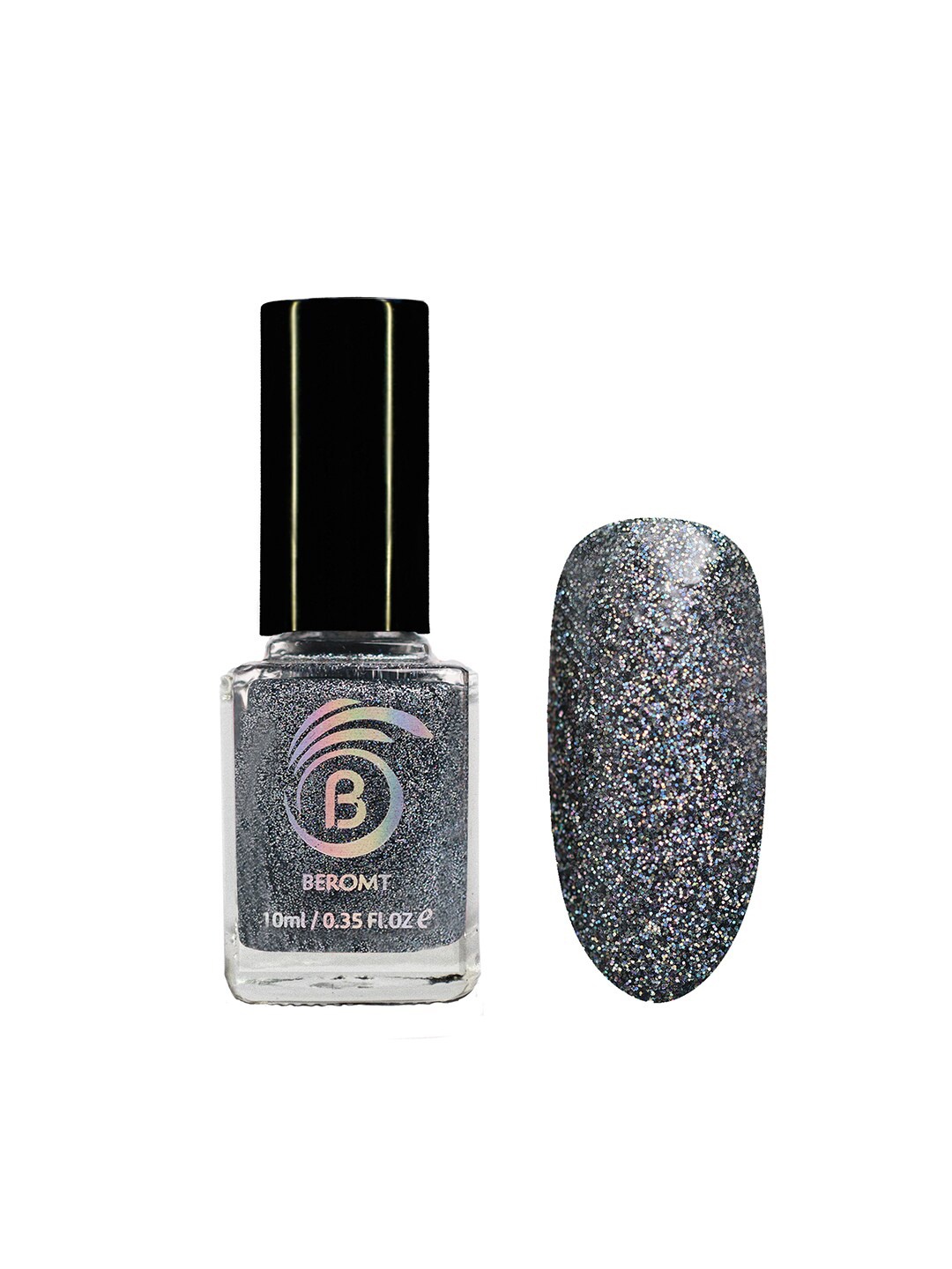 

BEROMT Holographic Alcohol-Free Nail Polish 10 ml - Disco Dance BNP529, Grey