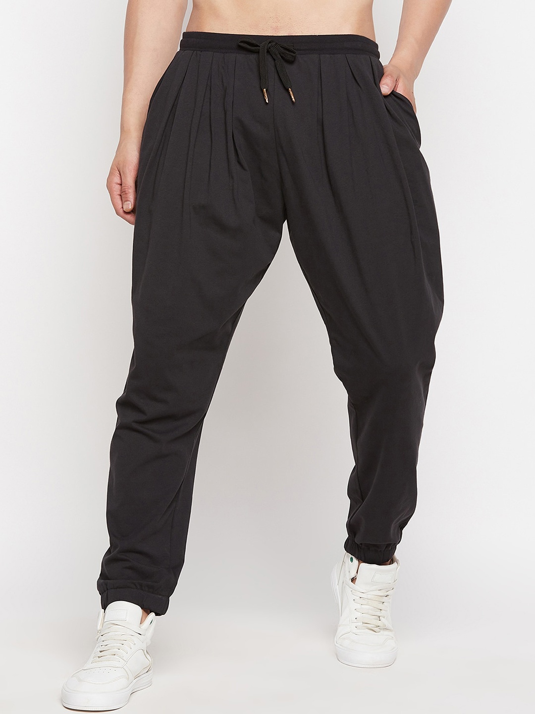 

FUGAZEE Men Black Solid Cotton Relaxed-Fit Joggers