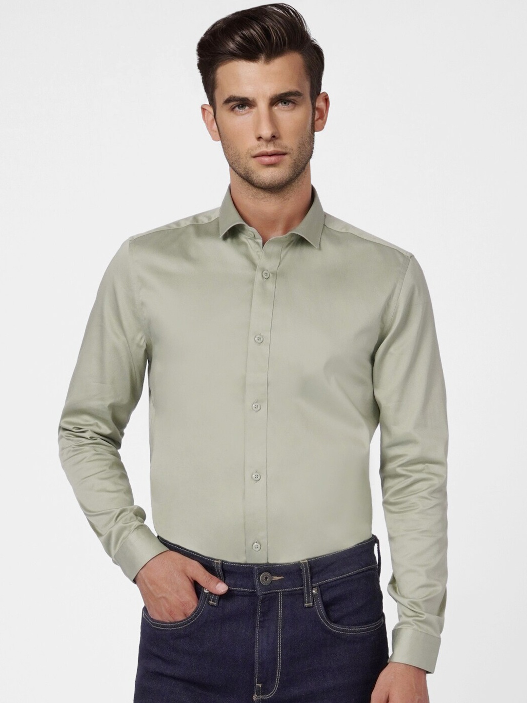 

Jack & Jones Men Green Casual Shirt